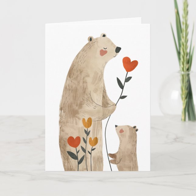 Mama Bear and Cub with Photo Mother's Day Card (Front)