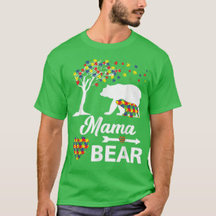 Mama Bear Autism Awareness Grandma Mum Women Funny T-Shirt