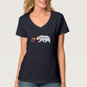 Mama Bear Autism Awareness Mum Grandma Women Gift T-Shirt