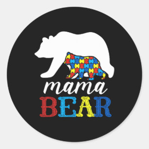 Mama Bear Autism Awareness Puzzle Mum Gift  Classic Round Sticker
