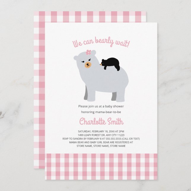 Mama Bear Baby Bear baby shower invitation (Front/Back)