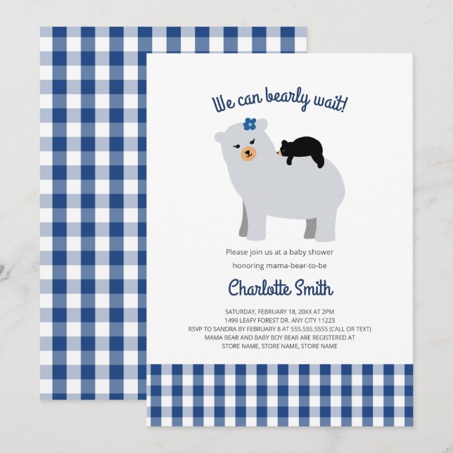 Mama Bear Baby Bear baby shower invitation (Front/Back)