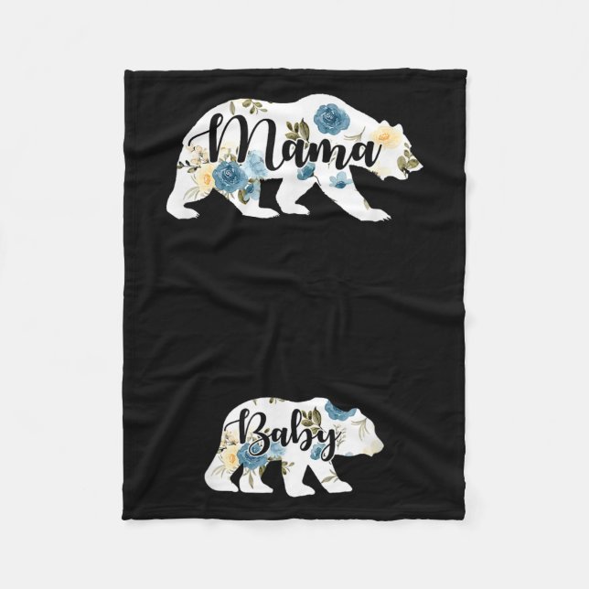 Mama Bear Baby Bear Pregnancy Pregnant Mom Mothers Fleece Blanket (Front)