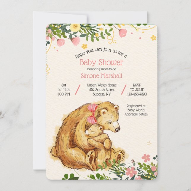 Mama Bear Baby Bear Shower Invitation (Front)