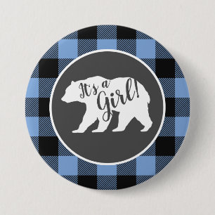 Mama Bear Baby Shower Woodland Lodge Boy Blue 7.5 Cm Round Badge