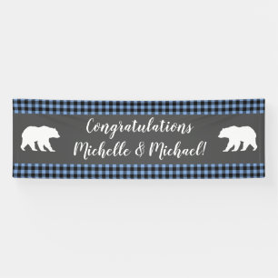 Mama Bear Baby Shower Woodland Lodge Boy Blue Banner