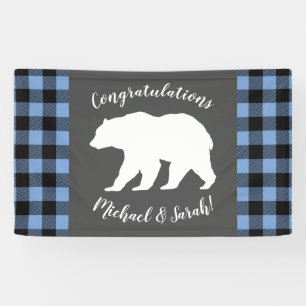 Mama Bear Baby Shower Woodland Lodge Boy Blue Banner