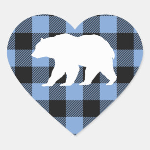 Mama Bear Baby Shower Woodland Lodge Boy Blue Heart Sticker