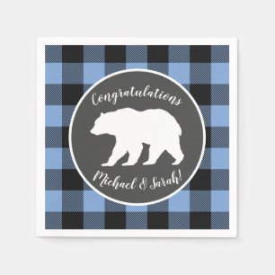 Mama Bear Baby Shower Woodland Lodge Boy Blue Napkin