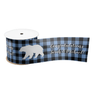 Mama Bear Baby Shower Woodland Lodge Boy Blue Satin Ribbon