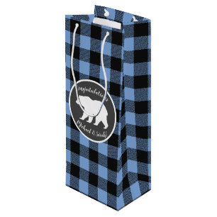 Mama Bear Baby Shower Woodland Lodge Boy Blue Wine Gift Bag