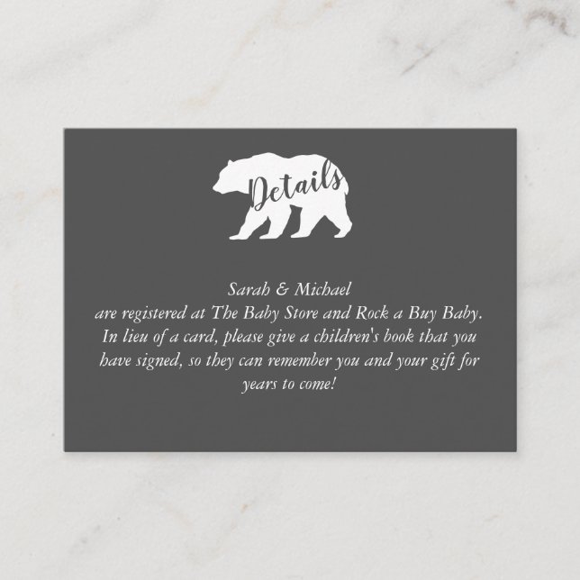 Mama Bear Baby Shower Woodland Lodge Enclosure Card (Front)
