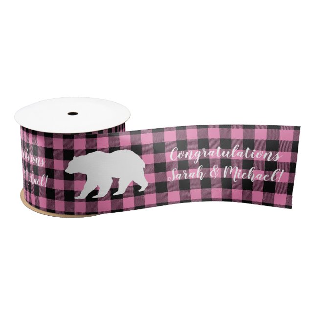 Mama Bear Baby Shower Woodland Lodge Girl Pink Satin Ribbon (Spool)