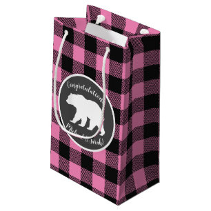 Mama Bear Baby Shower Woodland Lodge Girl Pink Small Gift Bag