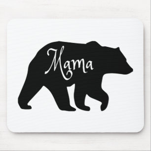 Mama Bear black and white Mouse Mat