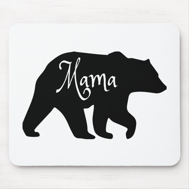 Mama Bear black and white Mouse Mat (Front)