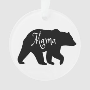 Mama Bear black and white Ornament