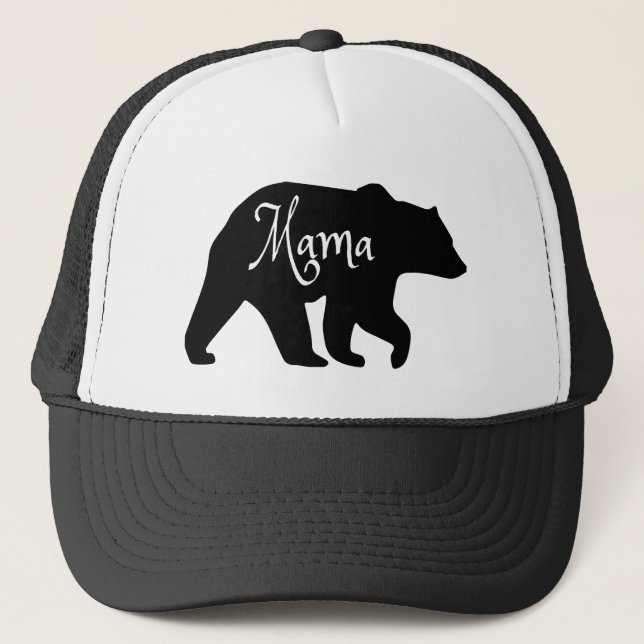Mama Bear black and white Trucker Hat (Front)