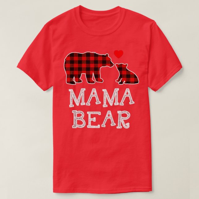 Mama Bear Buffalo Plaid Christmas Family Pajama  - T-Shirt (Design Front)