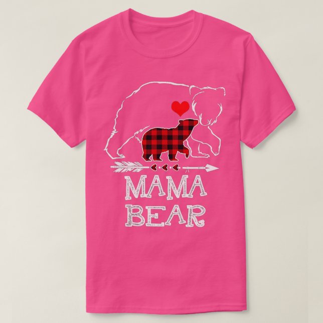 Mama Bear Buffalo Plaid Christmas Family Pajama  T-Shirt (Design Front)