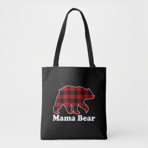 Mama Bear Buffalo Plaid Christmas Tote Bag