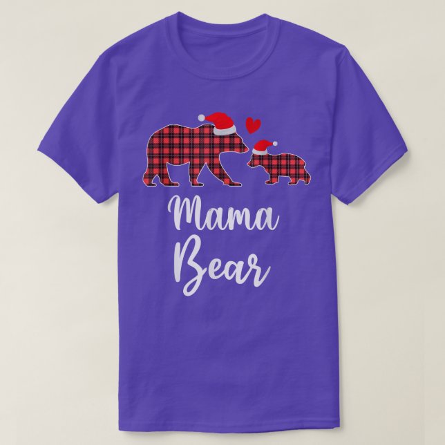 Mama Bear Buffalo Red Plaid Christmas Pajama Famil T-Shirt (Design Front)