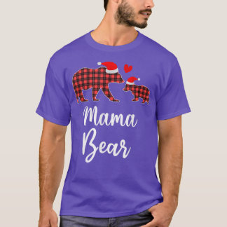 Mama Bear Buffalo Red Plaid Christmas Pajama Famil T-Shirt