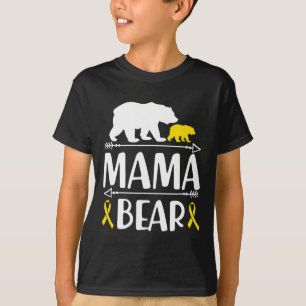 Mama Bear Childhood Cancer Awareness Mom Of A Warr T-Shirt