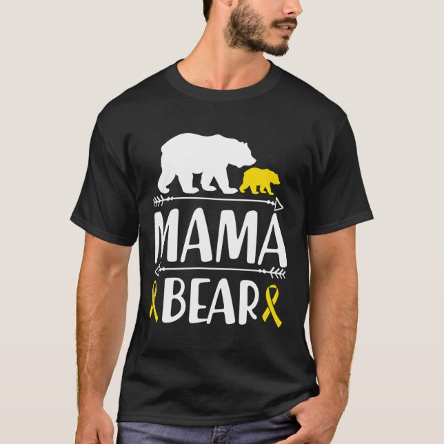 Mama Bear Childhood Cancer Awareness Mum Of A Warr T-Shirt (Front)