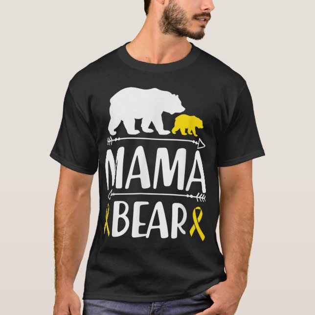Mama Bear Childhood Cancer Awareness Mum Of A Warr T-Shirt (Front)
