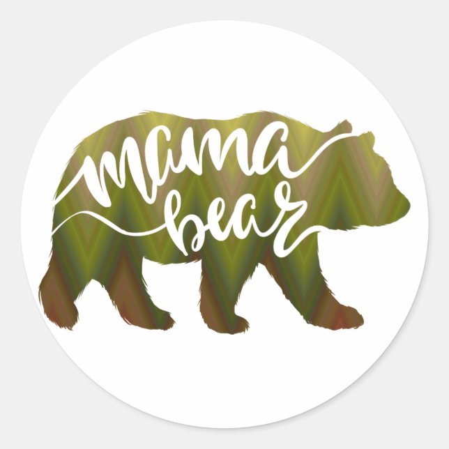 Mama  bear  - Choose background colour Classic Round Sticker (Front)