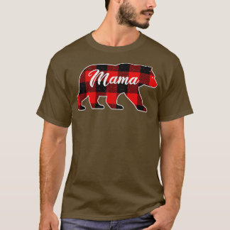 Mama Bear , Christmas Family Buffalo Plaid Pajama  T-Shirt