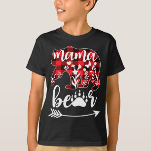 Mama Bear Christmas Pajama Buffalo Red Plaid Mama  T-Shirt