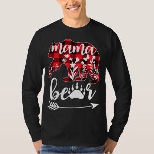 Mama Bear Christmas Pajama Buffalo Red Plaid Mama T-Shirt
