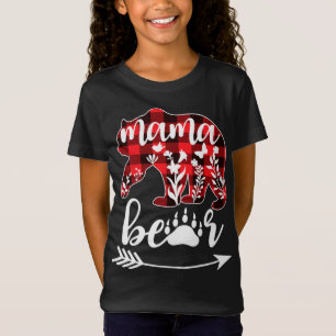 Mama Bear Christmas Pajama Buffalo Red Plaid Mama  T-Shirt