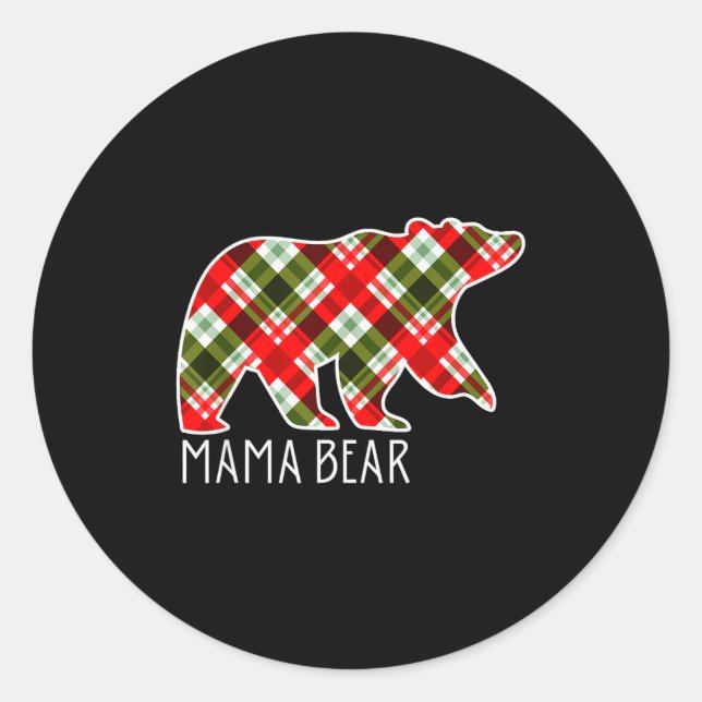 Mama Bear Christmas Pajama Family  Classic Round Sticker (Front)