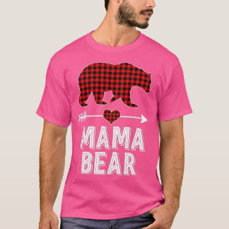 Mama Bear Christmas Pajama Red Buffalo Plaid Famil T-Shirt
