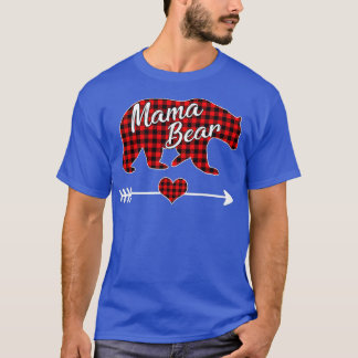 Mama Bear Christmas Pajama Red Buffalo Plaid Famil T-Shirt