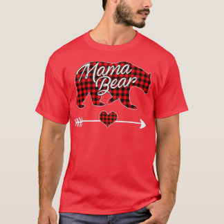 Mama Bear Christmas Pajama Red Buffalo Plaid Famil T-Shirt