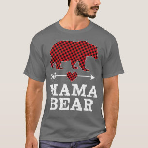 Mama Bear Christmas Pajama Red Buffalo Plaid Famil T-Shirt