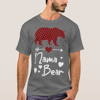 Mama Bear Christmas Pajama Red Buffalo Plaid Famil T-Shirt
