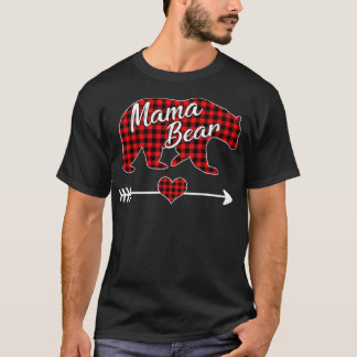 Mama Bear Christmas Pajama Red Buffalo Plaid Famil T-Shirt