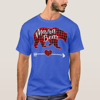 Mama Bear Christmas Pajama Red Buffalo Plaid Famil T-Shirt