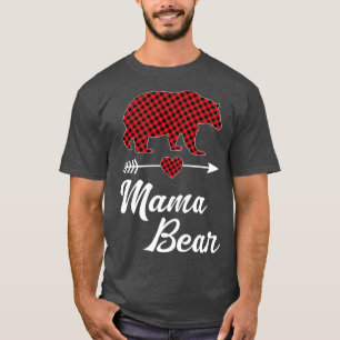 Mama Bear Christmas Pajama Red Buffalo Plaid Famil T-Shirt