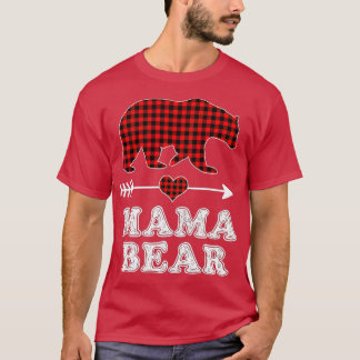 Mama Bear Christmas Pajama Red Buffalo Plaid Famil T-Shirt