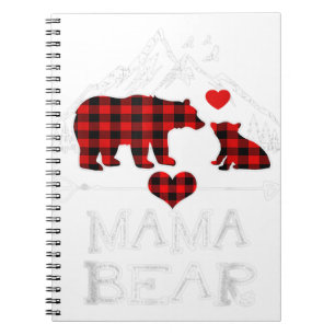 Mama Bear Christmas Pajama Red Plaid Buffalo Famil Notebook