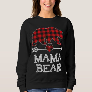 Mama Bear Christmas Pajama Red Plaid Buffalo Famil Sweatshirt
