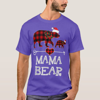 Mama Bear Christmas Pajama Red Plaid Buffalo Famil T-Shirt
