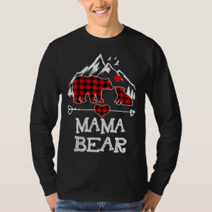 Mama Bear Christmas Pajama Red Plaid Buffalo Famil T-Shirt
