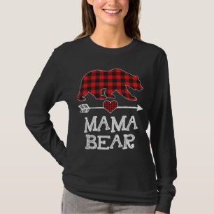 Mama Bear Christmas Pajama Red Plaid Buffalo Famil T-Shirt